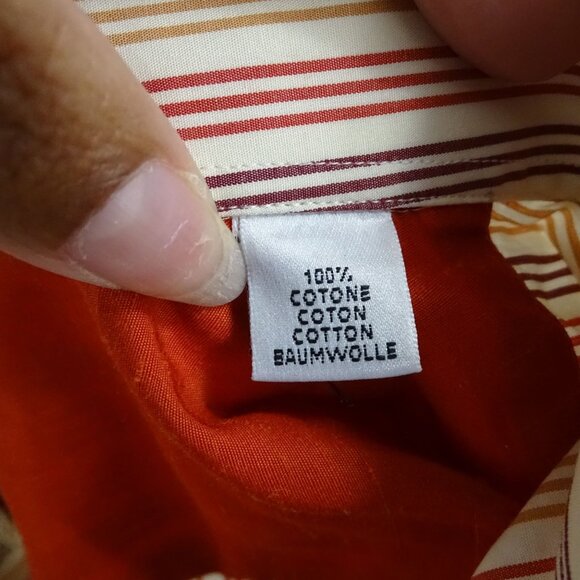 Joseph Bach Orange Rust Multicolor Stripe Long Sleeve Button Up Shirt Men Size L - Picture 7 of 11